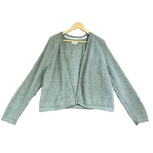 Croft & Barrow Open Cardigan Women 2X Pale Green Silver Lace Knit Fuzzy Sparkle